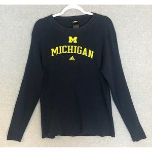 Adidas Michigan Wolverines Shirt Mens Medium Blue Ribbed Longsleeve‎ Pullover
